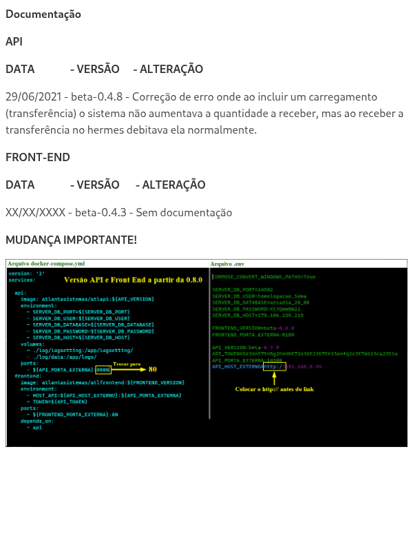 Hermes WEB - Documentação API / FRONT-END