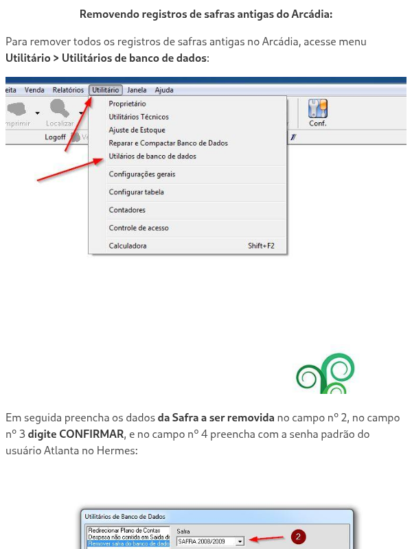 Como remover os dados de safras antigas no Arcádia