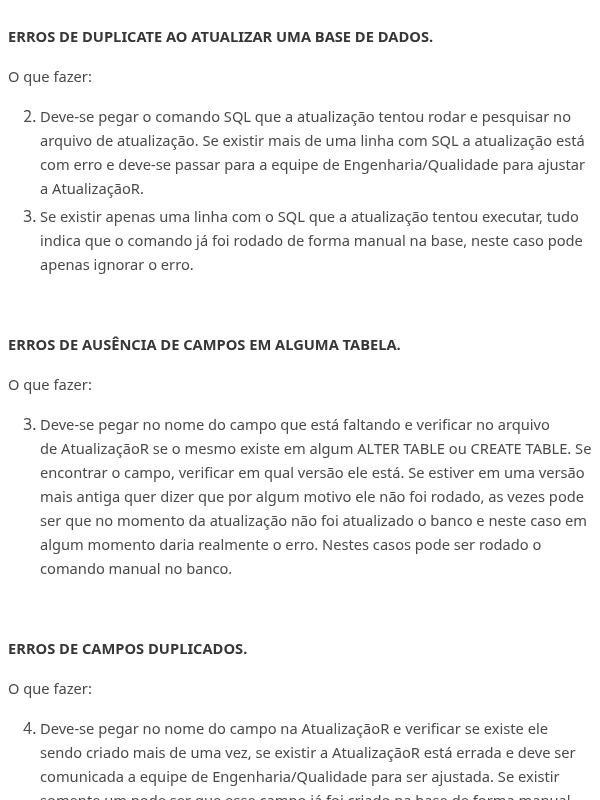 Erros de SQL no processo de Atualização