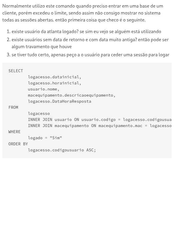 Comando para identificar usuários logados em quais máquinas, quando ocorre  restrição por limite