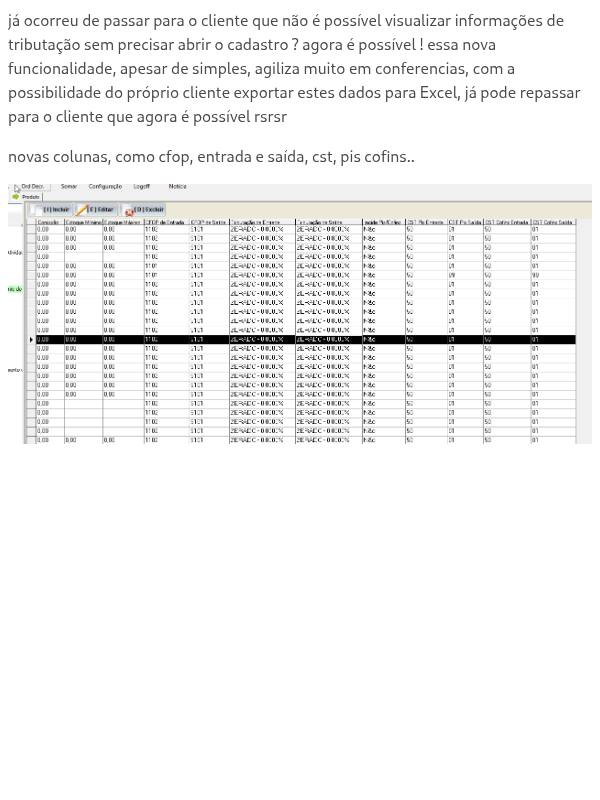 Novos campos no grid de produto