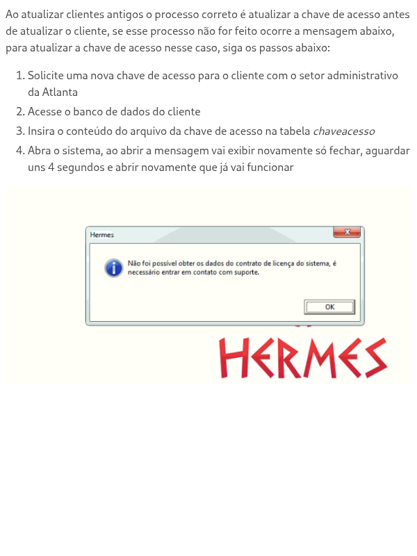 Erro ao entrar no sistema: "Não foi possível obter os dados do contrato de licença do sistema, é necessário entrar em contato com o suporte"