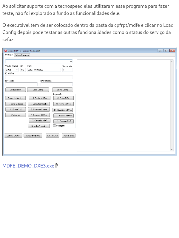 Utilitário da Tecnospeed para Testes do MDFE