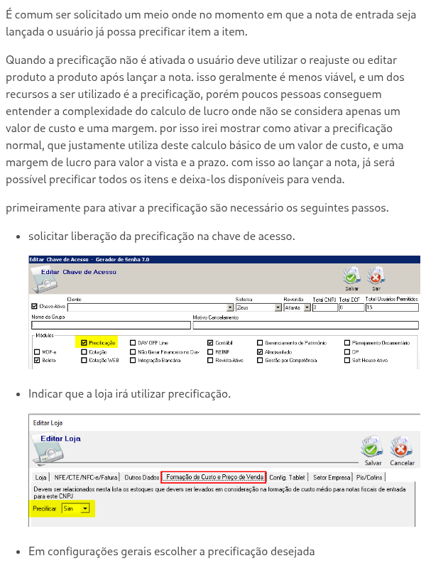 Ajuste Precificação Normal