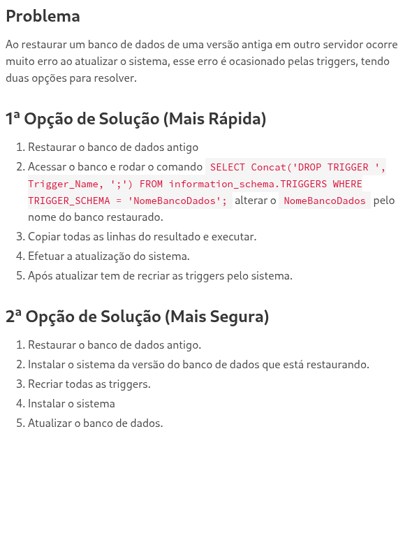 Restauração banco de dados de versão antiga para versão mais nova