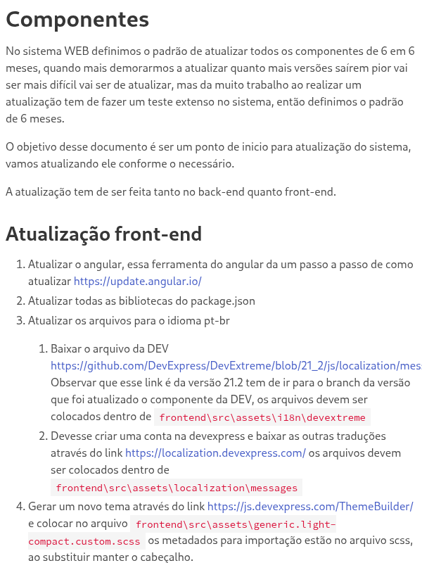 Atualizar Pacotes Sistema WEB