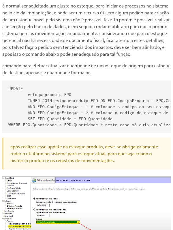 Duplicação de estoque fiscal para gerencial