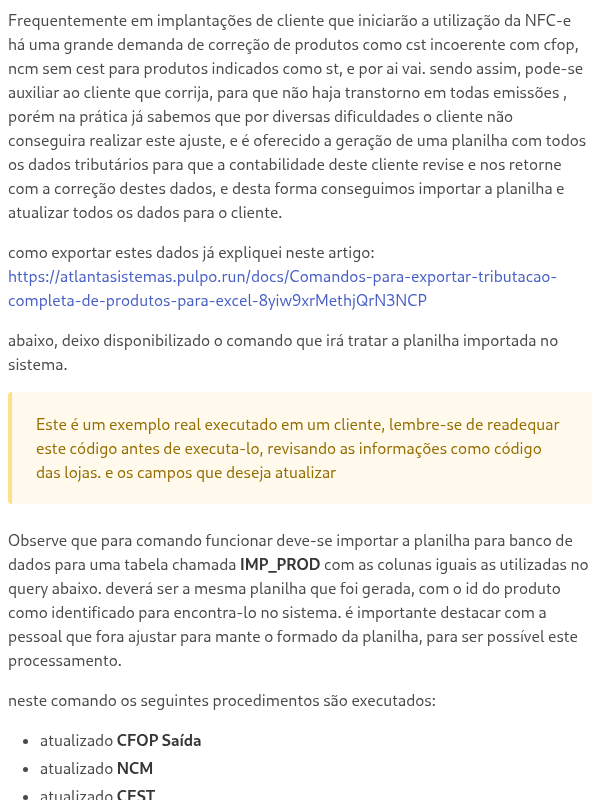 Ajuste de tributação de produtos para fiscal
