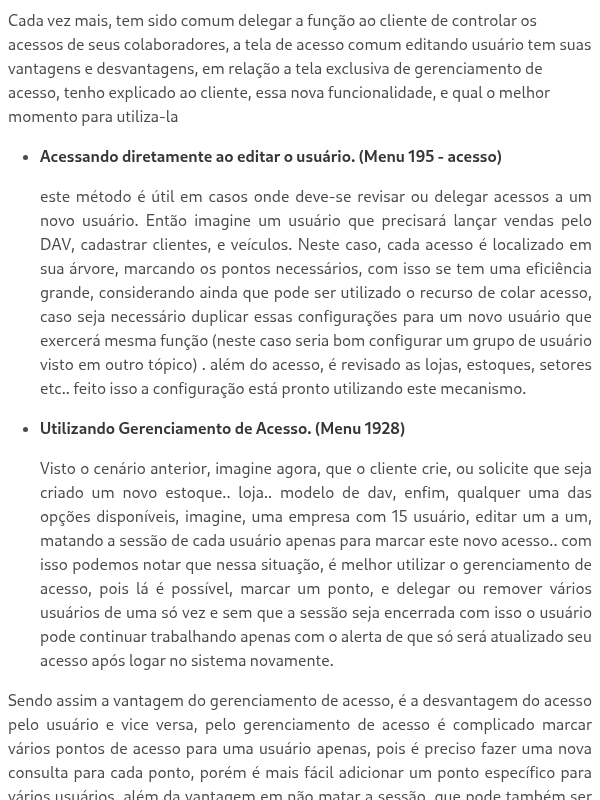 Gerenciamento  de Acesso x Acesso pela edição de usuário, eficiência de cada um