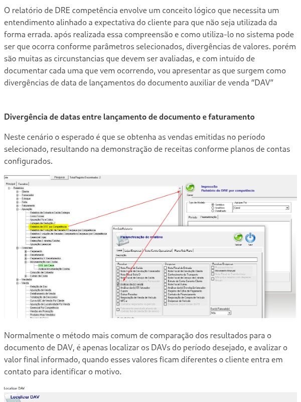 DRE Competência alguns cuidados ao avaliar vendas de dav