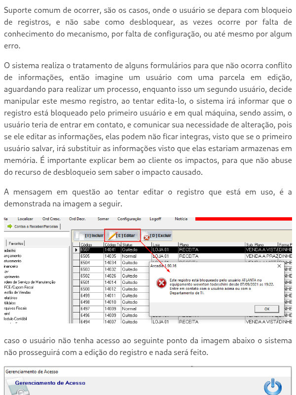 Desbloquear registros travados