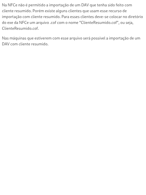 NCFe com Cliente Resumido