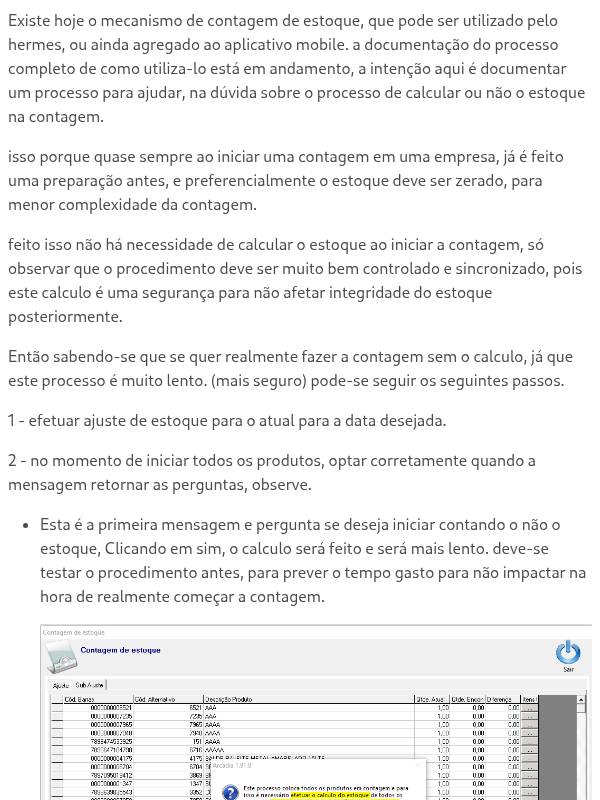 Diferença Iniciar contagem de estoque Com e sem calculo do estoque