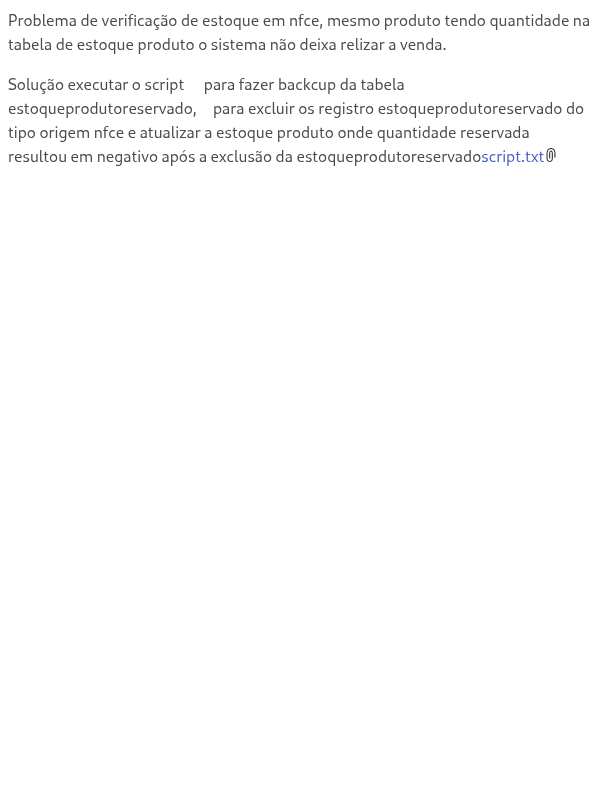 Problema Nfce verificação de quantidade de estoque