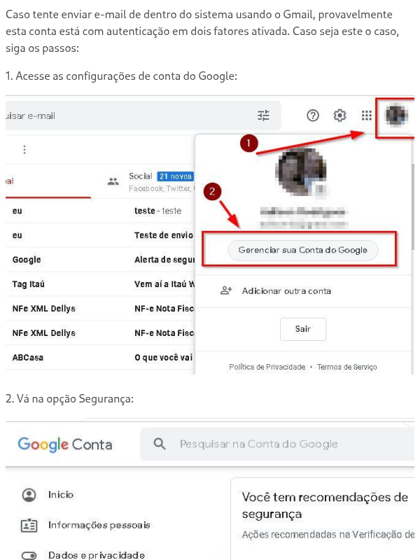 ERRO AO ENVIAR EMAIL - GMAIL