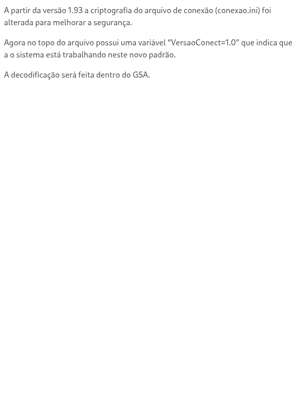 Nova Criptografia do Arquivo conexao.ini