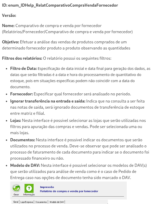 Comparativo de Compra e Venda por Fornecedor