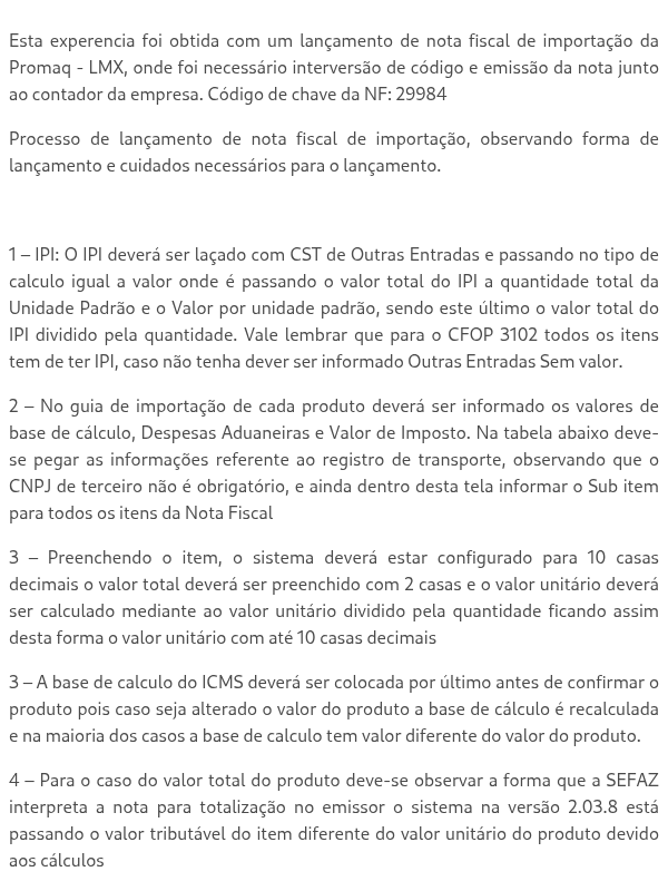 Emissão de Nota Fiscal de Entrada de Importação