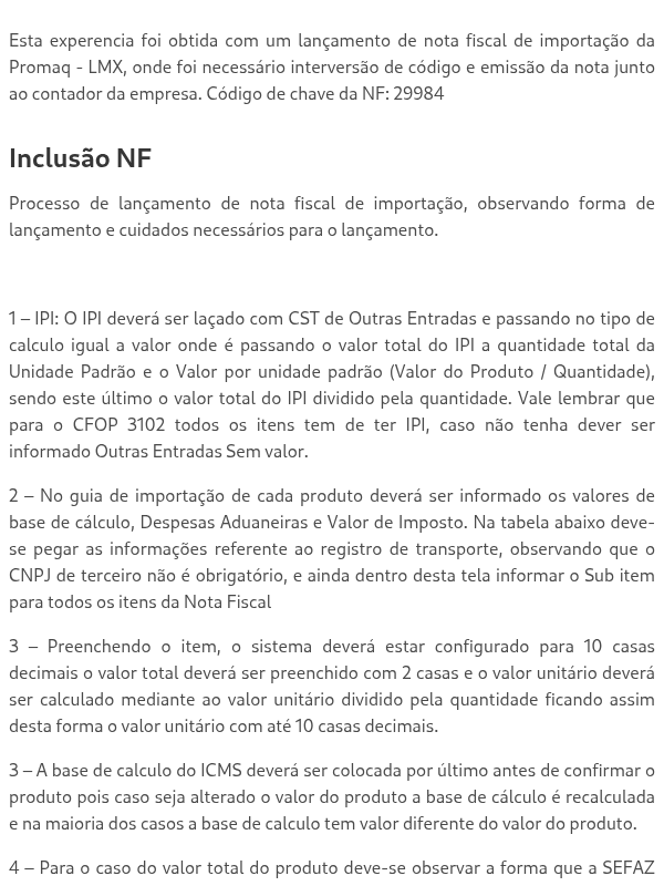 Emissão de Nota Fiscal de Entrada de Importação