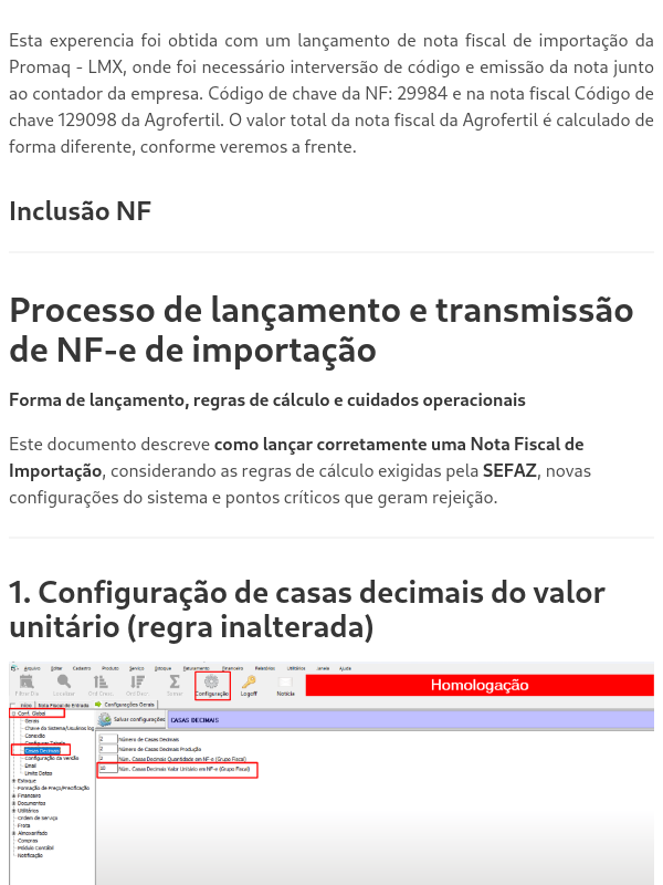 Emissão de Nota Fiscal de Entrada de Importação
