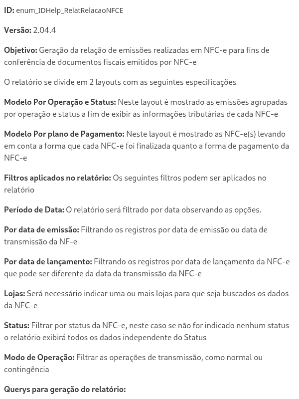 Relação de NFC-e