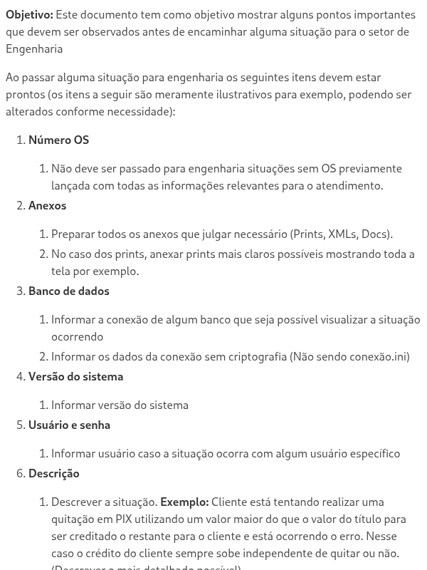 Processos para encaminhamento para Engenharia