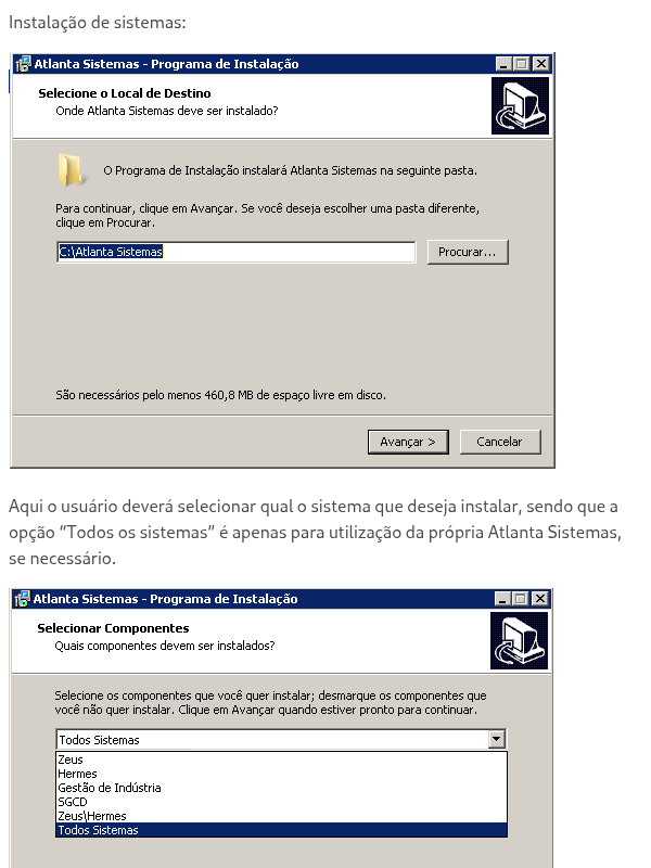 Instalação/Atualização do sistema em novas máquinas