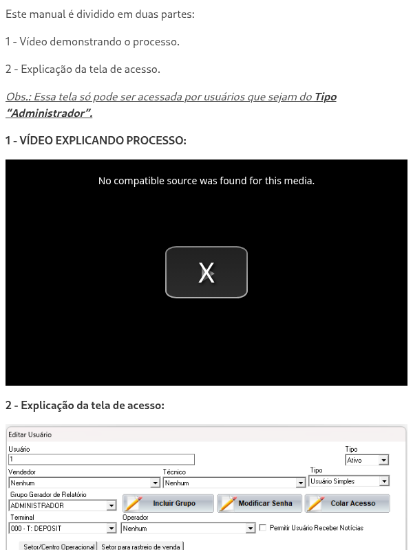 Alteração de acessos de usuários