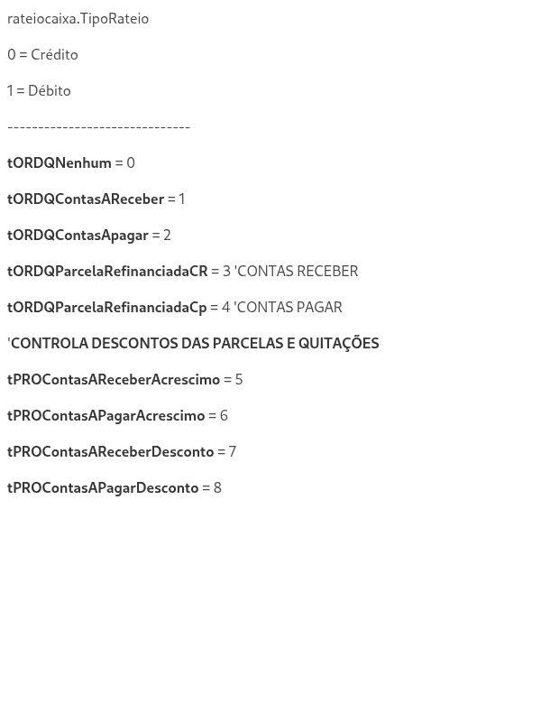 Documentação Rateio Caixa