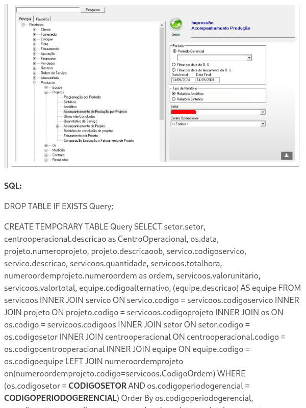 Relatório Acompanhamento Produção