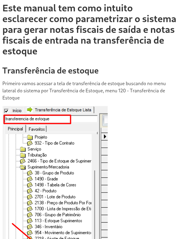Transferência de estoque