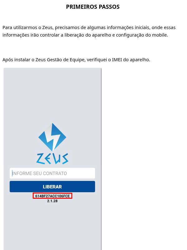 Configuração Zeus Gestão de Equipes