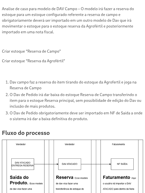 Agrofertil - Processo DAV ATACADO e ATACADO ENTREGA RESERVA